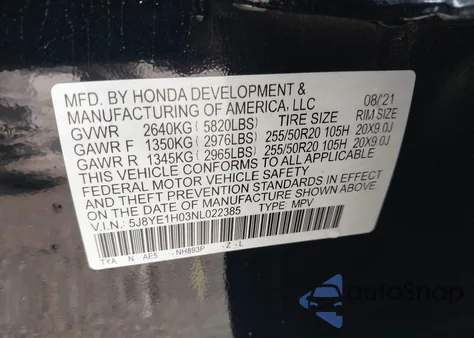 2022 Acura Mdx A-Spec Package z USA, uszkodzony, nr VIN 5J8YE1H03NL022385